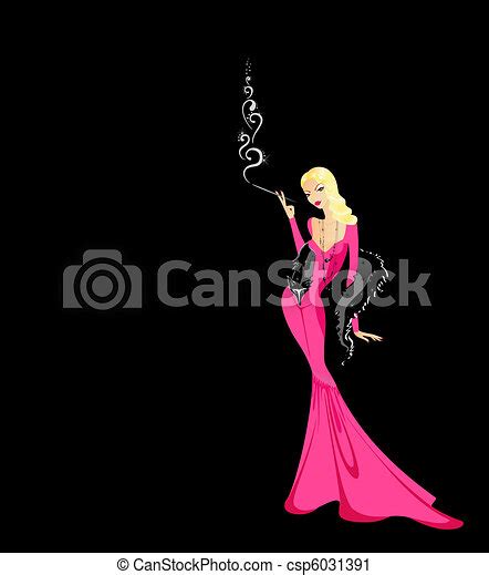 The Beautiful Woman In A Pink Dress Silhouette Of The Harmonous Woman