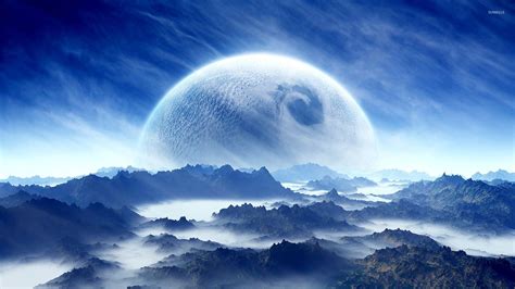 Planet In The Sky Above The Mountains Wallpaper Artistic Wallpapers