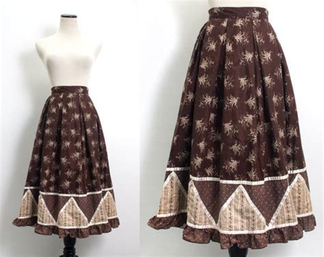 Vtg 70s Gunne Sax Calico Prairie Skirt X Small Small Brown Floral