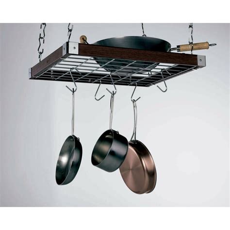 Pot rack ceiling mount cookware rack hanging organizer w/ hooks kitchen. Concept Housewares Rectangular Ceiling Mounted Pot Rack ...