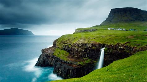 Gásadalur Faroe Islands Denmark 1366x768 Lugares Para Visitar