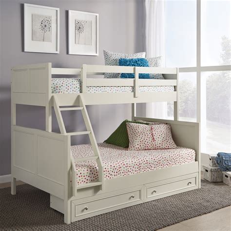 Home Styles Naples White Wood Twin Over Full Bunk Bed With Storage