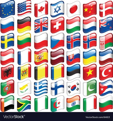 Set Of World Flags Royalty Free Vector Image Vectorstock