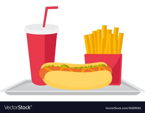 Tray With Fast Food Cartoon Royalty Free Vector Image