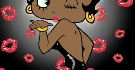 Boop Afro African American Betty Boop With Logo Winking And Blowing