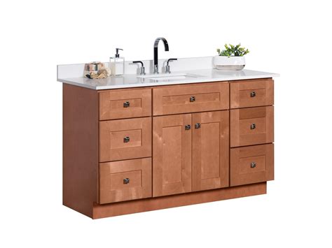 Make a quick update (or revamp the entire room!) with irresistible deals on bathroom vanities and more. 54 ̎ Single Sink Maple Wood Bathroom Vanity in Almond ...