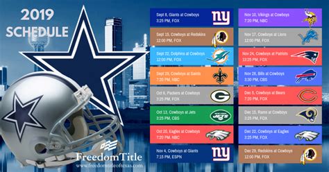 2019 Nfl Football Schedules Freedom Title