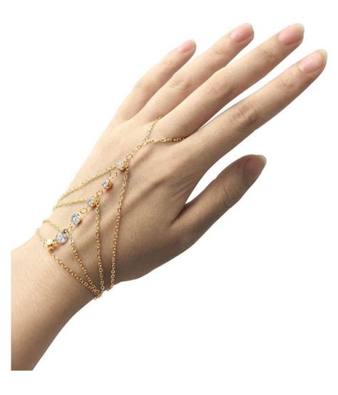 Shop stylish handmade bracelets and contribute to a great charity! Ziory Gold Plated Crystal Finger Ring Bracelet Hand Chain ...