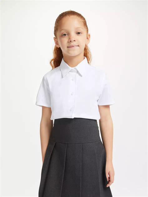 John Lewis Organic Cotton Short Sleeve School Blouse Pack Of 2 White