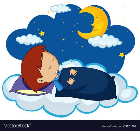 Boy Sleeping At Night Royalty Free Vector Image