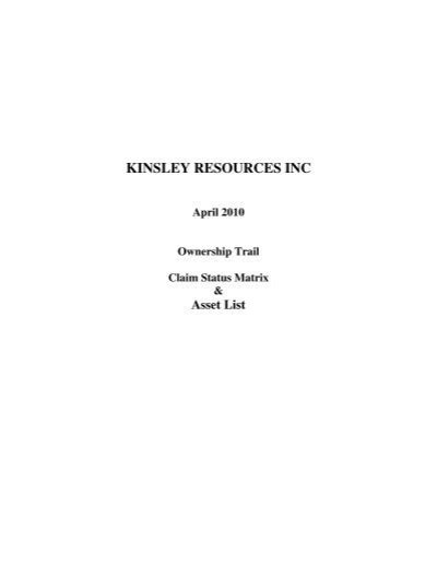 Kinsley Resources Inc The Kinsley Resources Home Page
