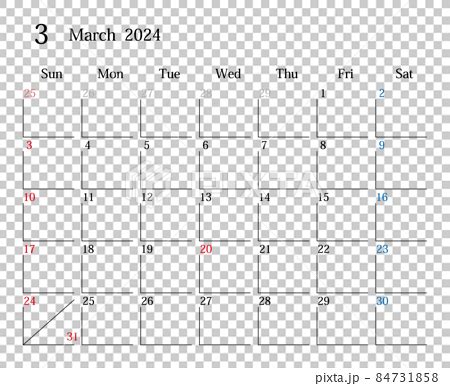2024 年 3 月日本日曆 插圖素材 84731858 PIXTA圖庫