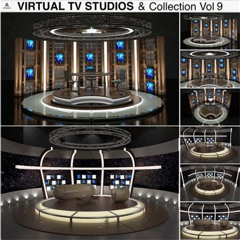 Virtual TV Studio Sets Collection Vol 9 2 PCS DESIGN 3D Model