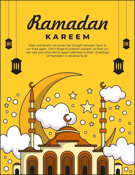 Un Cartel Para Ramadan Kareem Con Una Mezquita Y Una Luna En La Parte