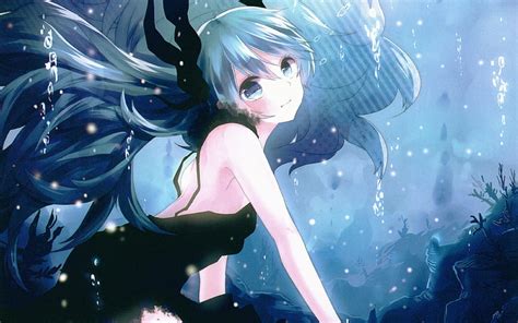 Free Download Hd Wallpaper Deep Sea Girl Anime Illust Art Blue