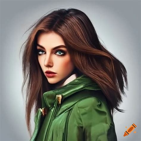 Woman With Long Dark Brown Hair And Green Eyes