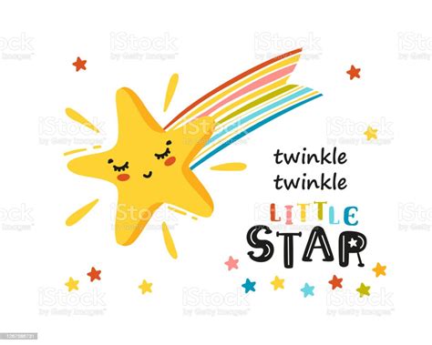 Twinkle Twinkle Little Star Greeting Card For Kids Yellow Shooting Star ...