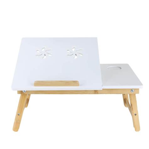 Mind Reader Bamboo Laptop Bed Tray With Drawer And Adjustable Top Legs