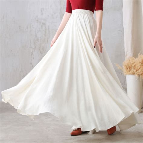 Plus Size Swing Linen Maxi Skirt Women Full Flowy Long Cotton Etsy