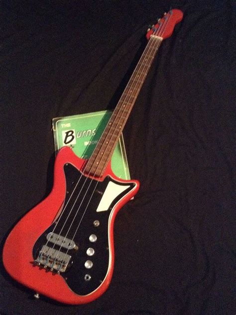 Vintage C1962 Burns London Sonic Short Scale Bass Guitar Original Cherry Red Bass Guitar Bass