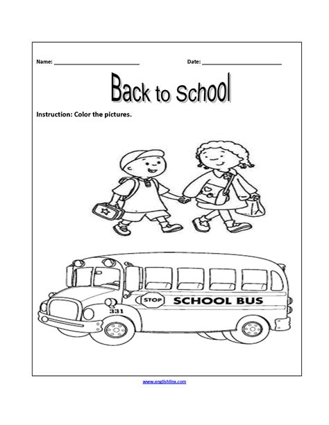 Back To School Worksheets Color The Pictures Back To School Worksheets