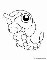 Coloring Caterpie Pokemon sketch template