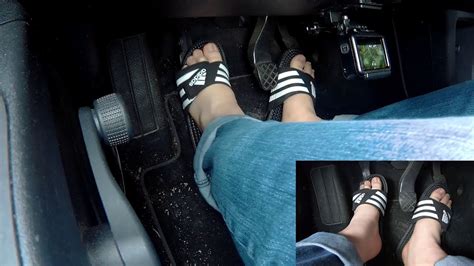 Pedal Pumping 63 Driving Vw Up With Adidas Adisage Slide Barefoot