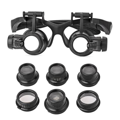 magnifying glasses 10x 15x 20x 25x led magnifier double eye glasses loupe lens jeweler watch
