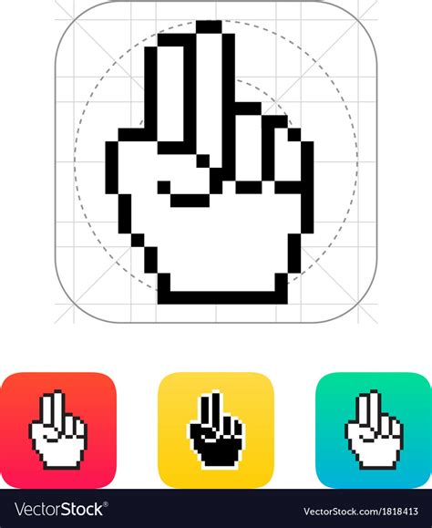 Two Fingers Pixel Hand Cursor Icon Royalty Free Vector Image