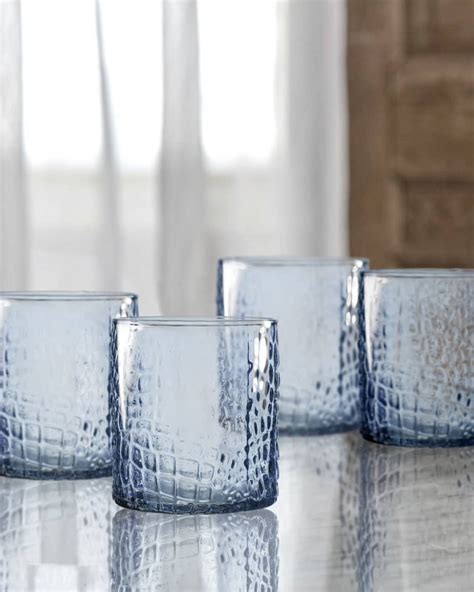 Bistro Croc Blue Old Fashioned Glasses Set Of 4 Horchow