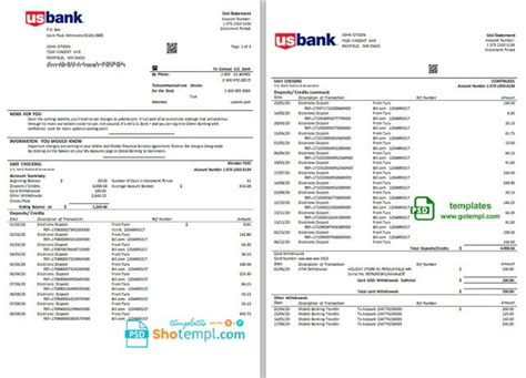Such statements are prepared by the financial institution, are numbered and indicate the period covered by the statement. USA U.S. bank statement template in Word format (3 pages ...