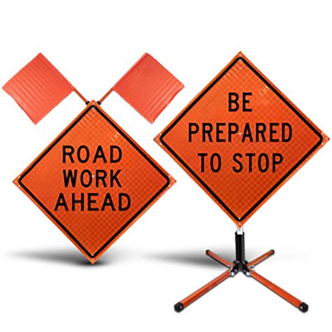 Mutcd Orange Mesh Reflective Roll Up Construction Signs With Spring