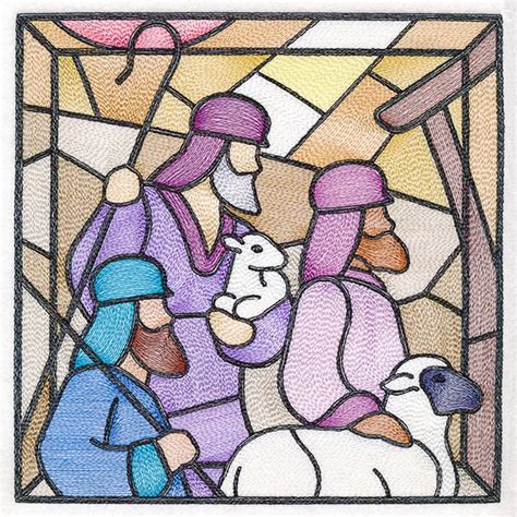 Classic Stained Glass Nativity Scene The Shepherds