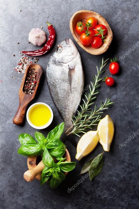 Raw Fish With Ingredients — Stock Photo © Karandaev 123274514
