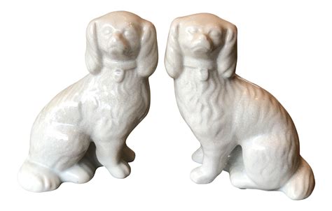 Staffordshire Style Ceramic Dog Figurines A Pair Chairish