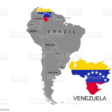 Territory Of Venezuela On South America Continent White Background