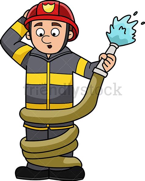 Firefighters In Action Cartoon Vector Clipart Friendlystock