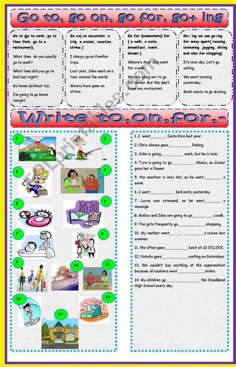 Using The Verb Go Esl Worksheet By La Mente Maestra