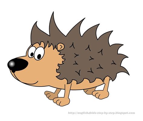 Cute Cartoon Hedgehog Clip Art For Learning English Kids