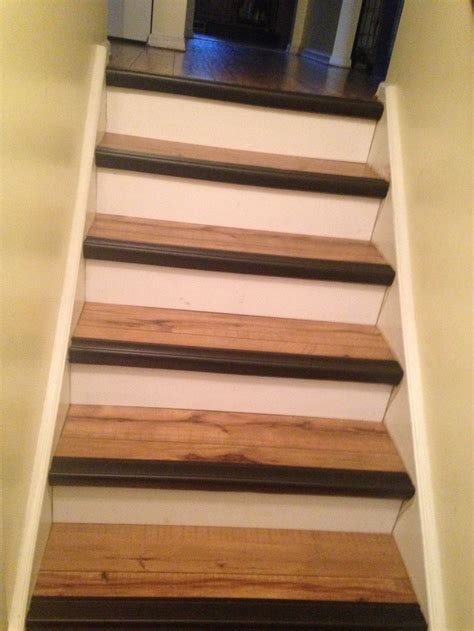 Luxury vinyl stair nosing, engineered hardwood stair nosing manufacturing. Contrast #stair nosing makes #steps safer and looks ...