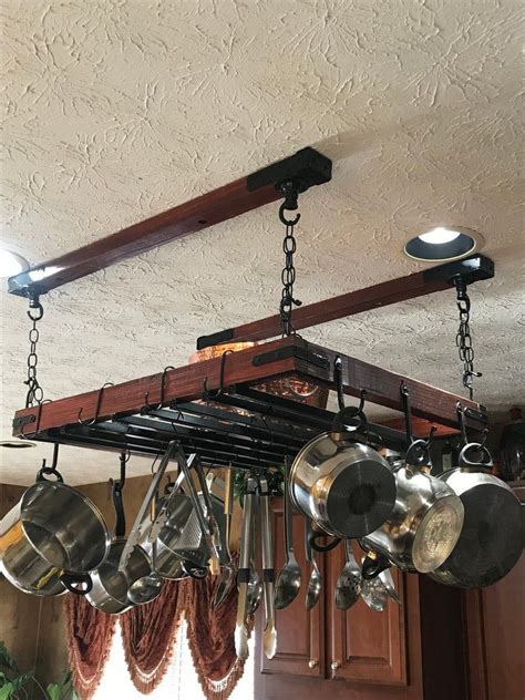 Great selection of wooden and metal pot racks from enclume, rogar, old dutch, steel worx, concept housewares, advantage components, inter metro, stainless old dutch crafts a variety of pot racks in ceiling, wall mounted and freestanding styles A Uniquely Hand Crafted Ceiling Mounted Pot Rack Made with ...