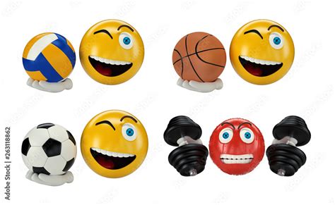 Set Of Realistic Emoji 3d Illustration Icons Sport Soccer