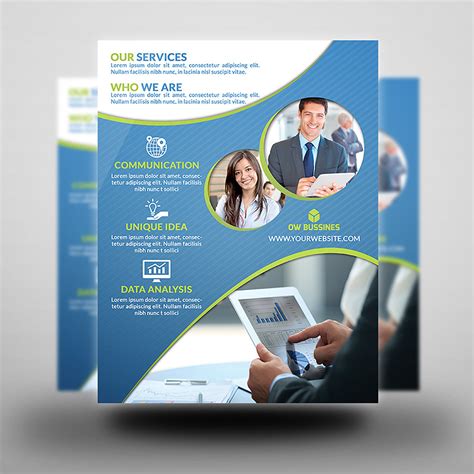 Colorful creative one page flyer banner or template design. قالب نشرة إعلانية للشركات Corporate Flyer Template Vol.1 ...