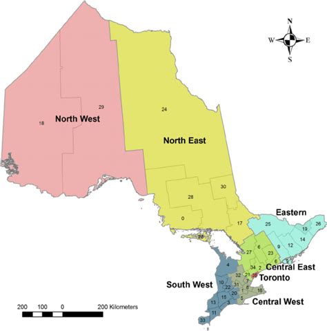 Health Regions In Ontario Canada The Names And Population Estimates