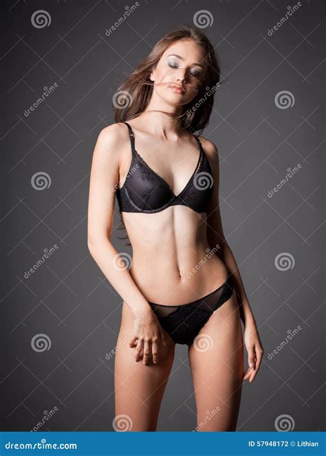 Fit Slender Sensual Lingerie Brunette Stock Photo Image Of Beautiful