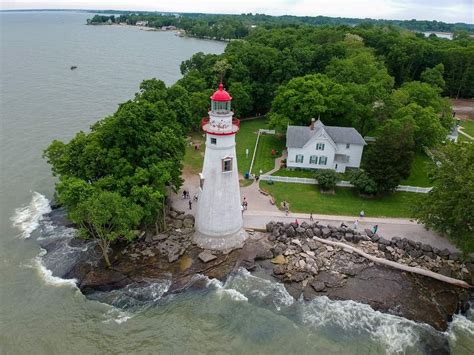 aerial view of marblehead light oh on lake erie photo by kevin p jackson marblehead