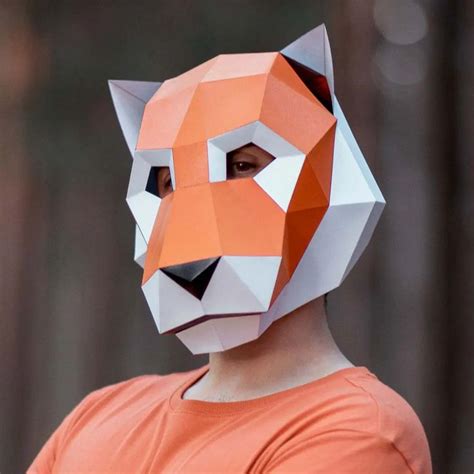 Tiger Mask Printable Template Papercraft Pdf Pattern Tiger Mask