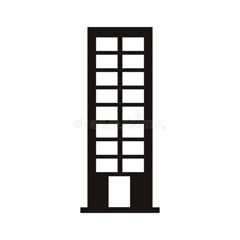 Silhouette Monochrome With Office Building Stock Illustration