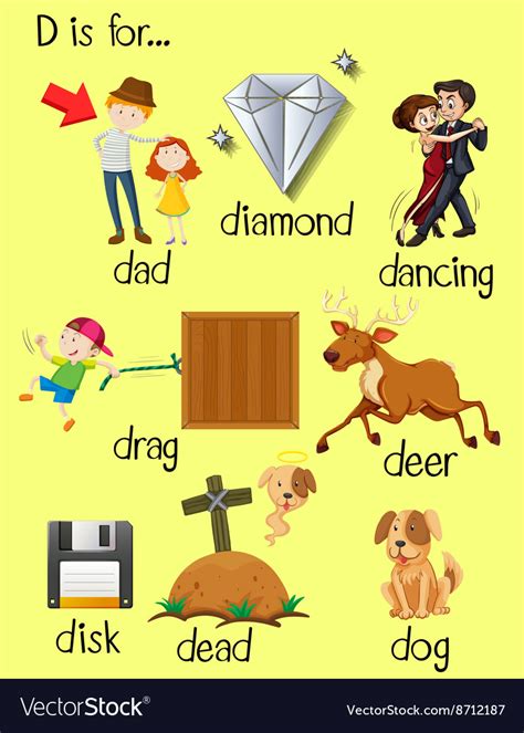 7 letter words from d. Letter d and different words for it Royalty Free Vector