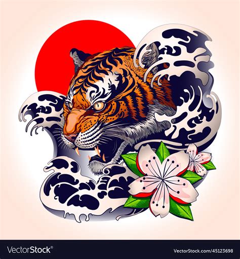 Tiger Tattoo Design With Japanese Decorative Style